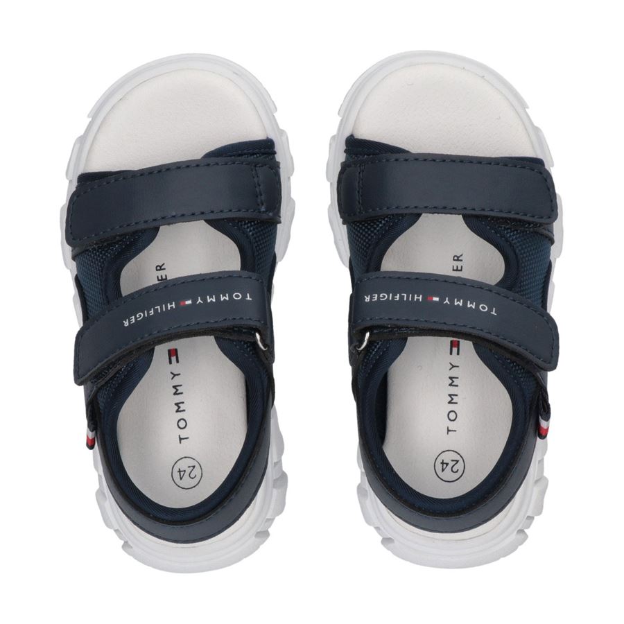 Sandali doppio velcro con passamaneria iconica da bambino Tommy Hilfiger | T1B2338981591800X